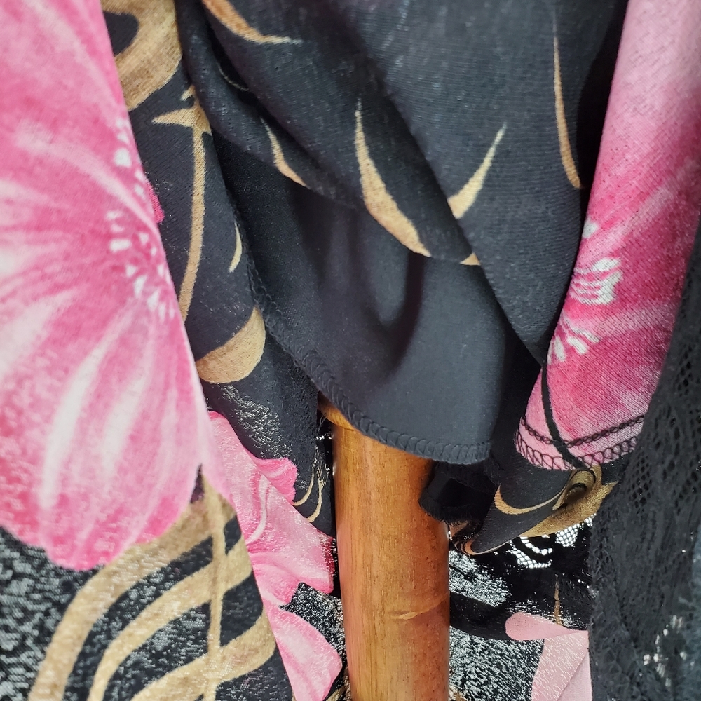 Cache Black Floral Two-Piece Skirt Set with Pink & Brown Print - Picture 15 of 16